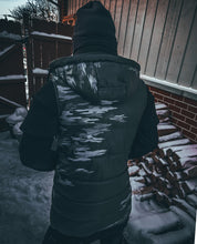 Load image into Gallery viewer, Camo Print Vegan Leather Puffer Vest