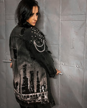 Load image into Gallery viewer, Dusk ‘Til Dawn Bleach Painted Unisex Denim Jacket