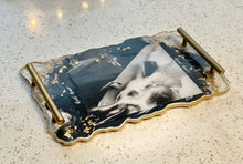 Load image into Gallery viewer, “Slippery When Wet” Agate Style Resin Tray With Handles