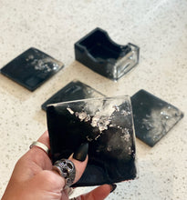 Load image into Gallery viewer, Square Silver Leaf Coaster & Holder Set