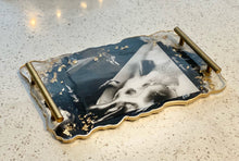 Load image into Gallery viewer, “Slippery When Wet” Agate Style Resin Tray With Handles

