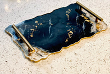 Load image into Gallery viewer, “Basic AF” Agate Style Resin Tray With Handles
