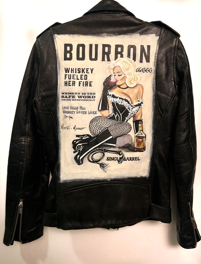 Love Kills All Hand Painted Pin Up Leather Jacket (Made To Order: Contact Us To Order)