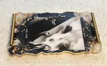 Load image into Gallery viewer, “Slippery When Wet” Agate Style Resin Tray With Handles
